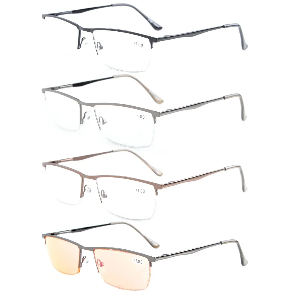 

R1614 Mix Eyekepper 4-Pack Quality Spring Hinges Half-Rim Reading Glasses Include Computer Readers +0.50---+4.00