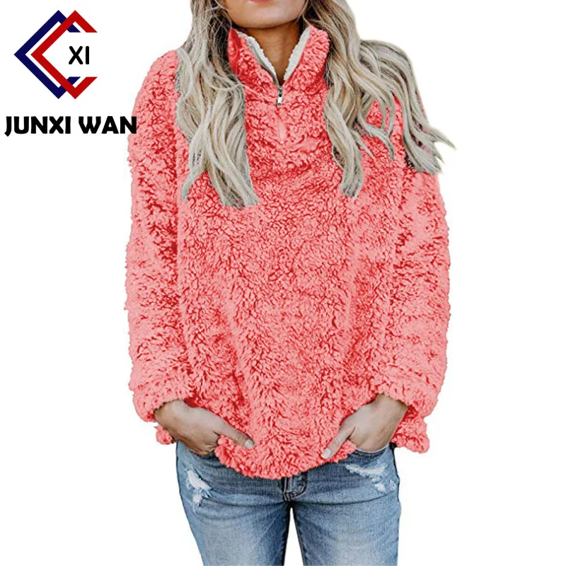 

Women Hoodies Sweatshirt 2018 Winter Warm Long Sleeve Coat Casual Ladies Oversized Zip Jumper Tops Pullover Plus Size Poleron