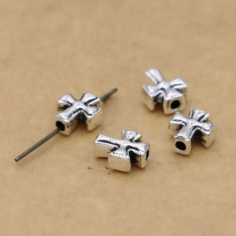 

JAKONGO Antique Silver Plated Cross Loose Beads Spacer Beads for Jewelry Making Men Bracelet Jewelry Accessories 10x8mm