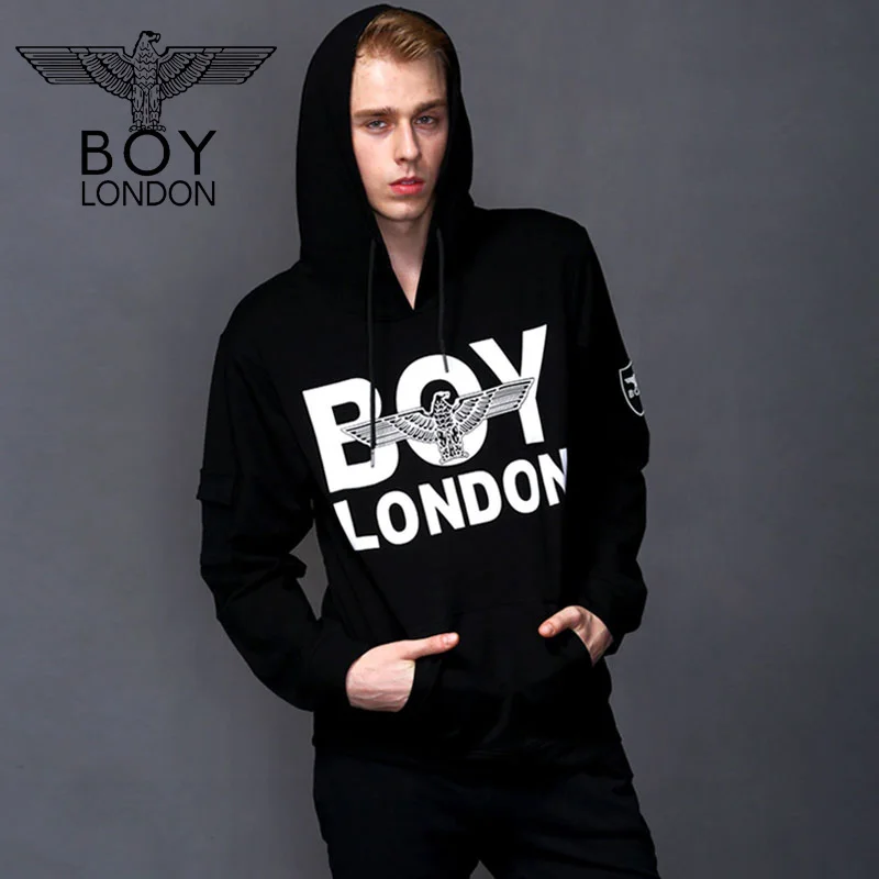 BOY LONDON Loose Men Hoodies With Cuddle Pouch Comfortable Cotton