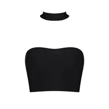 Высокое качество лето г. Модные, пикантные для женщин очаровательный черный бинты Топы корректирующие топы с завязками на шее трикотажные укороченные топы платье+ ко