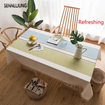 

European tablecloth embroidered grey tassel table linen fabric cotton and linen rectangular table cloth tea table cloth U0996