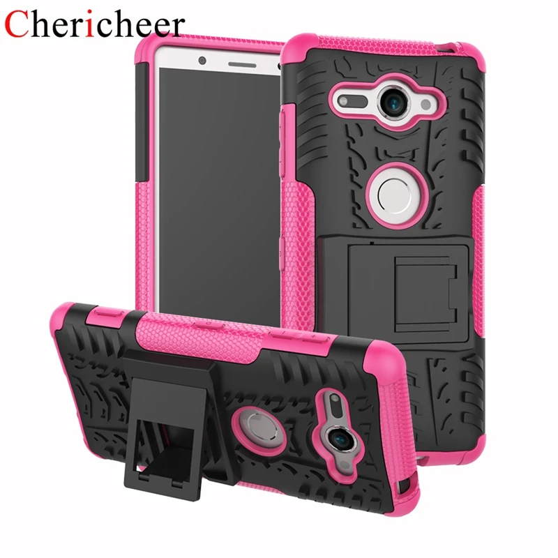 

For Sony Xperia XZ2 Case XZ2 Compact Case Cover Silicone+Hard Stand Rubber Holder Hybrid Case For Sony Xperia XZ2 Compact Cover