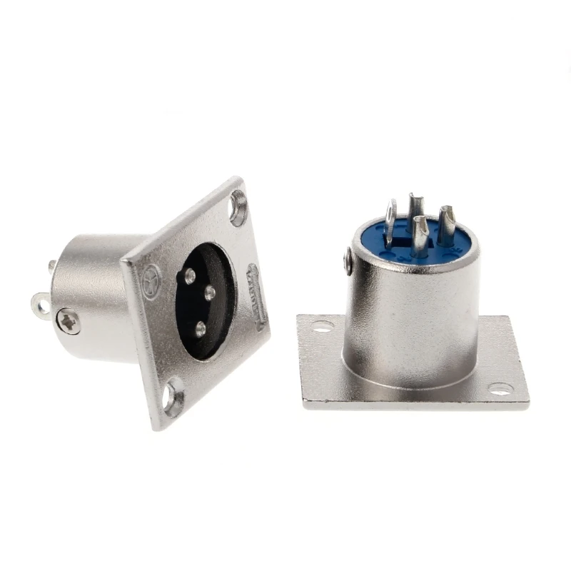 

2 Pcs Nickel Plated 3 Pin XLR Male Receptacle Adapter Jack Panel Mount Speaker