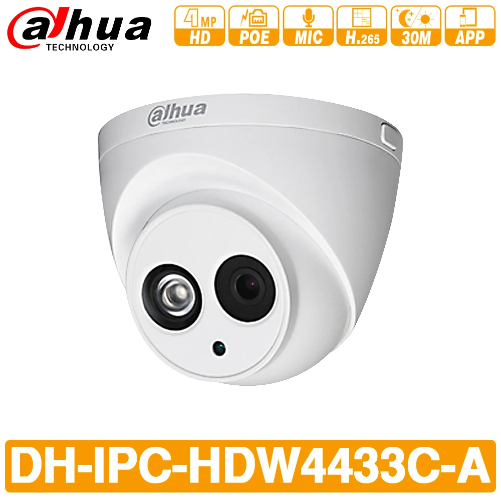 

Dahua IPC-HDW4433C-A 4MP HD POE Network IR Mini Dome IP Camera starlight Built-in MiC CCTV Camera replace IPC-HDW4431C-A