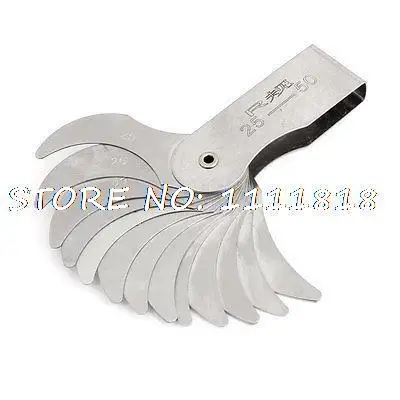 

R25-50mm Measure Tool 16 Leaves Metal Radius Gauge Gage