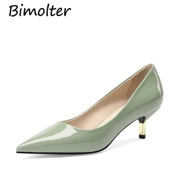 

Bimolter Pointed Toe Patent Leather Pumps For Female Nude Heels Shallow Autumn Spring Slip-on Shoes Women Fashion Sexy Shoe C137