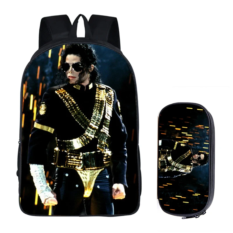 Mochilas con estampado de Michael Jackson para estudiantes, mochilas  escolares para niños, bolsa para libros para hombres, Juego de 2 piezas con  estuche para lápices, bolsa Harajuku|Mochilas| - AliExpress