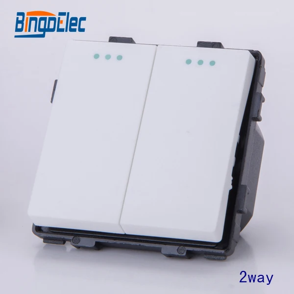 

2gang 2way white lighting switch modular function part, no frame ,EU/UK,Hot sale