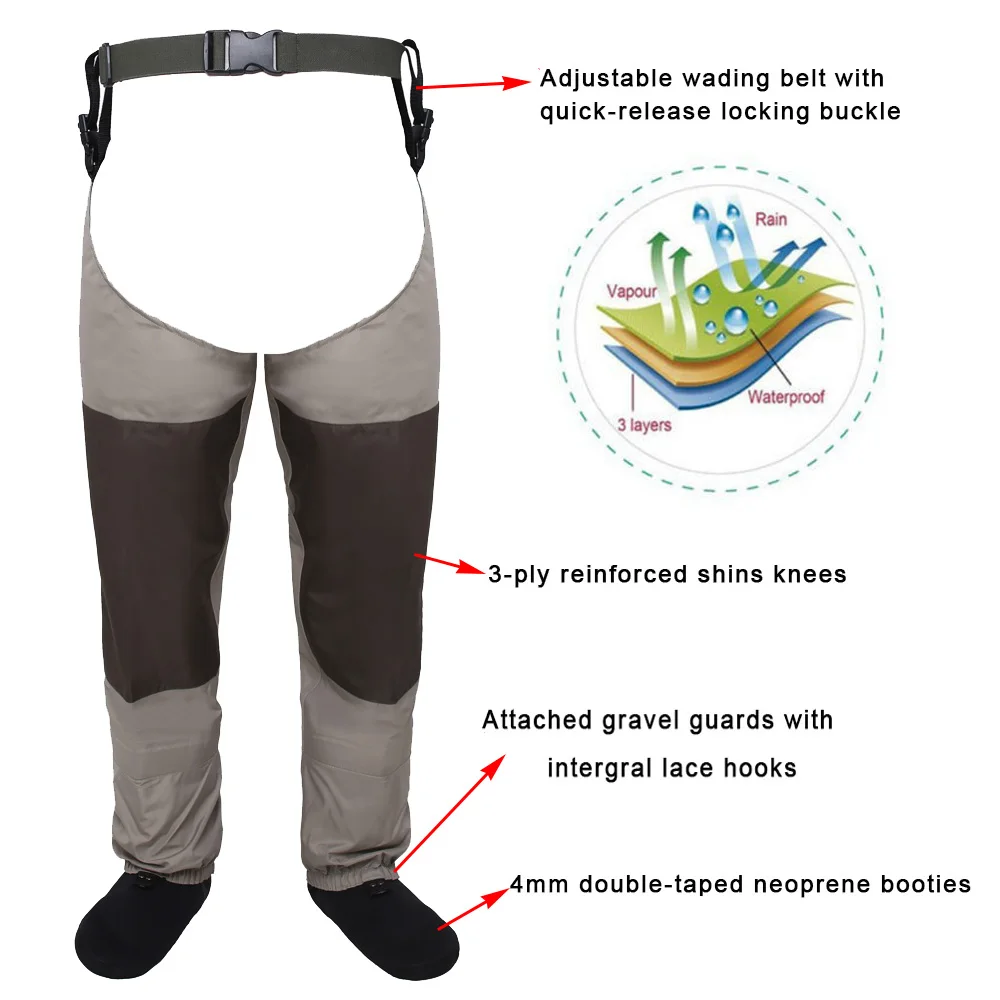 Fly Fishing Waders Waterproof Leg pants Stocking foot Hip Wader Breathable Thigh waders trousers