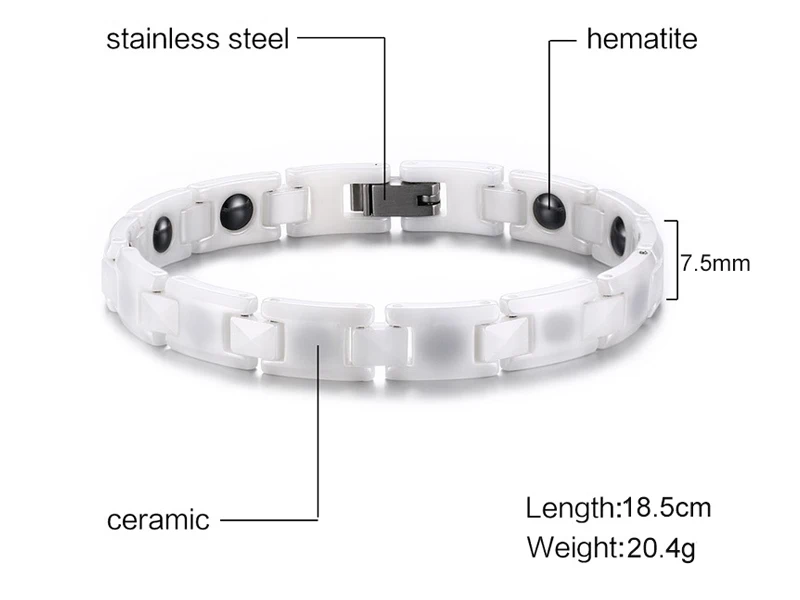 Vinterly белый керамический браслет для женщин, модный простой браслет-цепочка, энергетические гематитовые браслеты и браслеты, Женские Ювелирные изделия