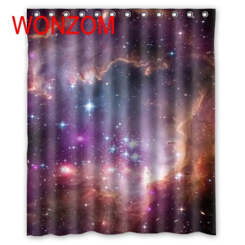 

WONZOM Beautiful Stars Polyester Curtains with 12 Hooks For Bathroom Decor Modern Star Bath Waterproof Curtain 2017 Home Gift