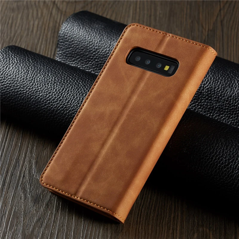 Роскошный кожаный флип чехол для Samsung Galaxy S7 edge S8 S9 S10 S20 Plus Note 9 20 + Магнитный