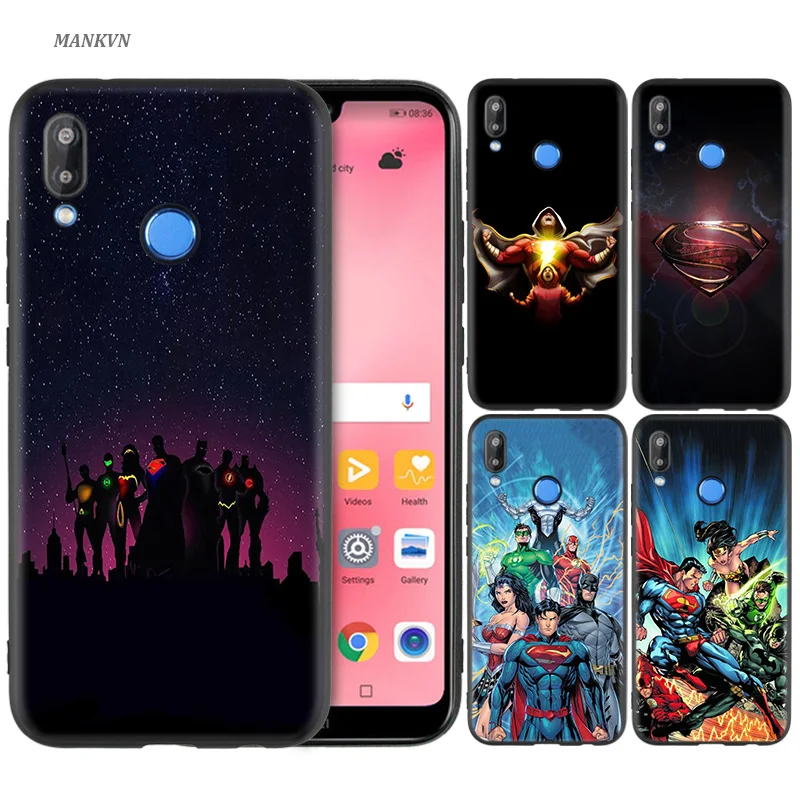

Black Silicone Case Bag Cover for Huawei P30 P20 P10 P9 P8 Mate 10 20 Lite 2017 Mini Pro P Smart Plus 2019 DC Justice League Com