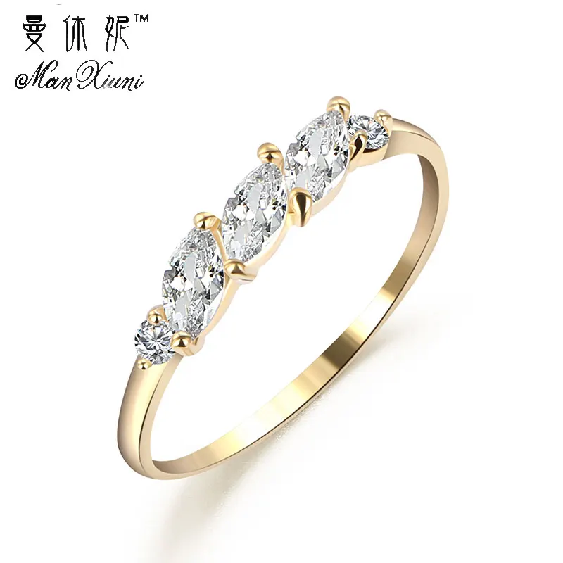 

Manxiuni New Exquisite Copper Crystal Romantic Design Rings For Women Trend Style Rings Silvery Golden Unique Jewelry