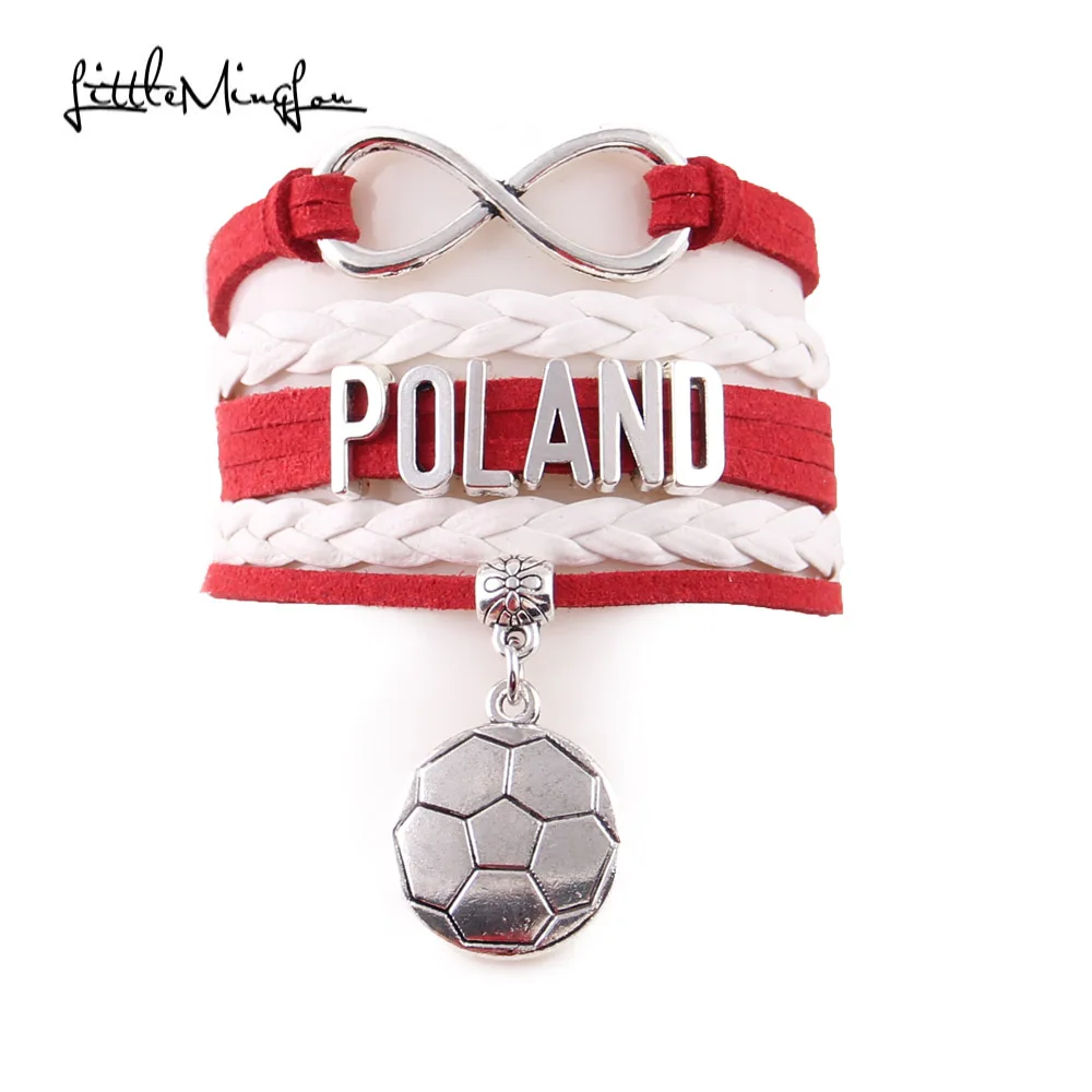 

Little Minglou Infinity charm Poland bracelet soccer charm leather wrap men bracelets & bangles for women jewelry