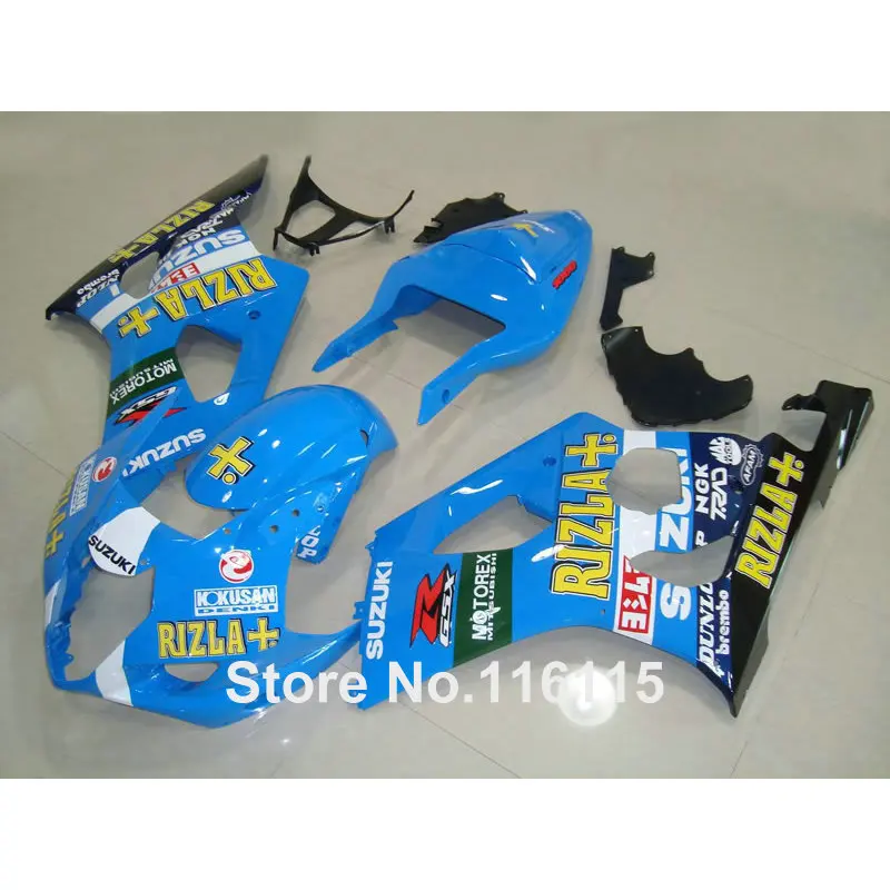 

Plastic fairing kit for SUZUKI Injection molding GSXR1000 K3 K4 2003 2004 black blue RIZLA+ fairings set GSX-R 1000 03 04 AP17