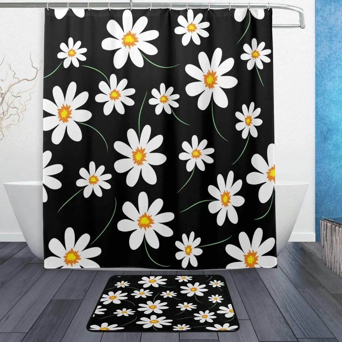 CHARMHOME Cute Abstract Daisy Waterproof Polyester Fabric Shower