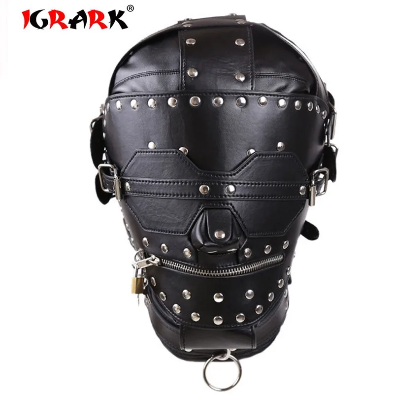 IGRARK из искусственной кожи Мягкий капюшон повязка на глаза голову маска для БДСМ