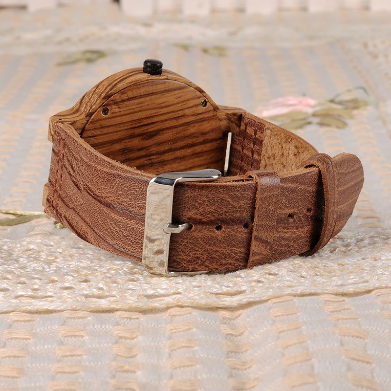 BOBO BIRD P30 Wooden Watches for Men Women Minimalist Quartz Wristwatch with Leather Strap Personalized