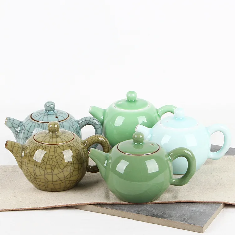 Longquan Glaze Teapot Ceramic Xishi Elegant Tea Kettle Home Office