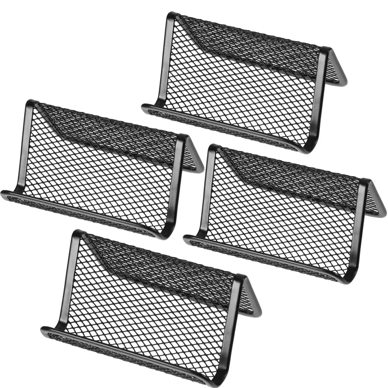 8 Pack Black Metal Mesh Business Card Holder Business Card Organizer for Office Name Card