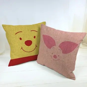 

18'' Square Printed Linen Cushion Cover Colorful Cartoon Winnie Decorative Sofa Pillow Case Fashion Car Customized Drop Shipping