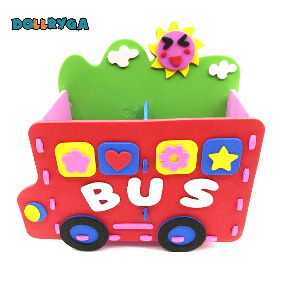 DIY Applique Kis Toy Children Handmade Non-woven Cloth Cartoon Animal Brush Pot Craft Art Craft Gift Unfinished Soft EVA Toy