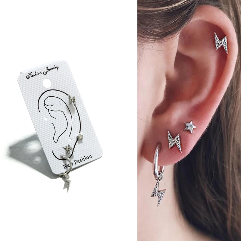 Boho Ethnic tribal antique silver stud earring star lightning multi piercing earring Helix tragus cartilage piercing body jewey
Boho Ethnic tribal antique silver stud earring star lightning multi piercing earring Helix tragus cartilage piercing body jewey