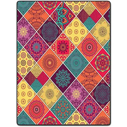 Флисовое одеяло в этническом стиле с забавным цветочным принтом|fabric blankets|custom
