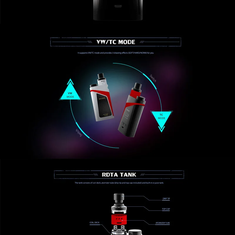 100% Original SMOK Electronic Cigarettes SMOK SKYHOOK RDTA Box Mod Kit Dual Battery Vaporizer 9ml Liquid Atomizer E Cigarettes  (8)
