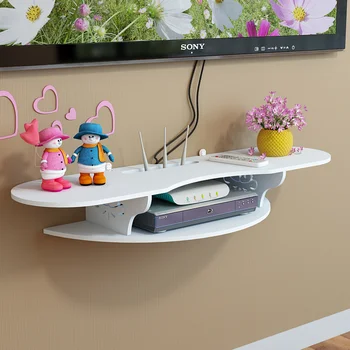 

TV set-top box rack without perforation shelf living room TV wall decoration bedroom wall hanging router partition LM01211850