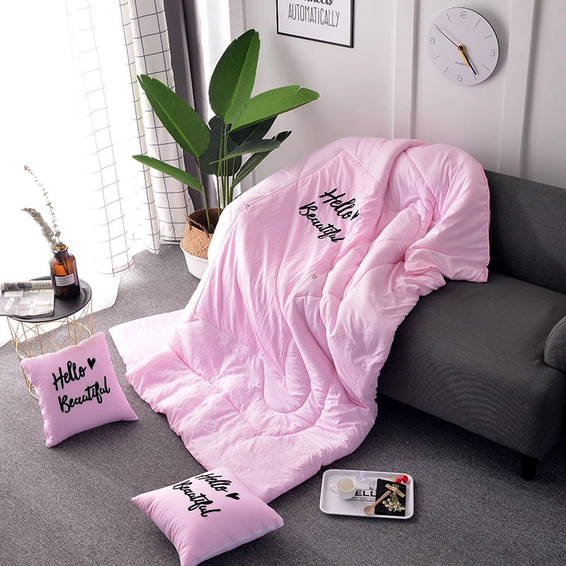 Light Pink 40/50 см многофункциональный мыть хлопчатобумажные вышитые буквы Подушка стеганное одеяло для дивана Спальня дорожная подушка Одеяло автомобильного кондиционера - Цвет: Light Pink