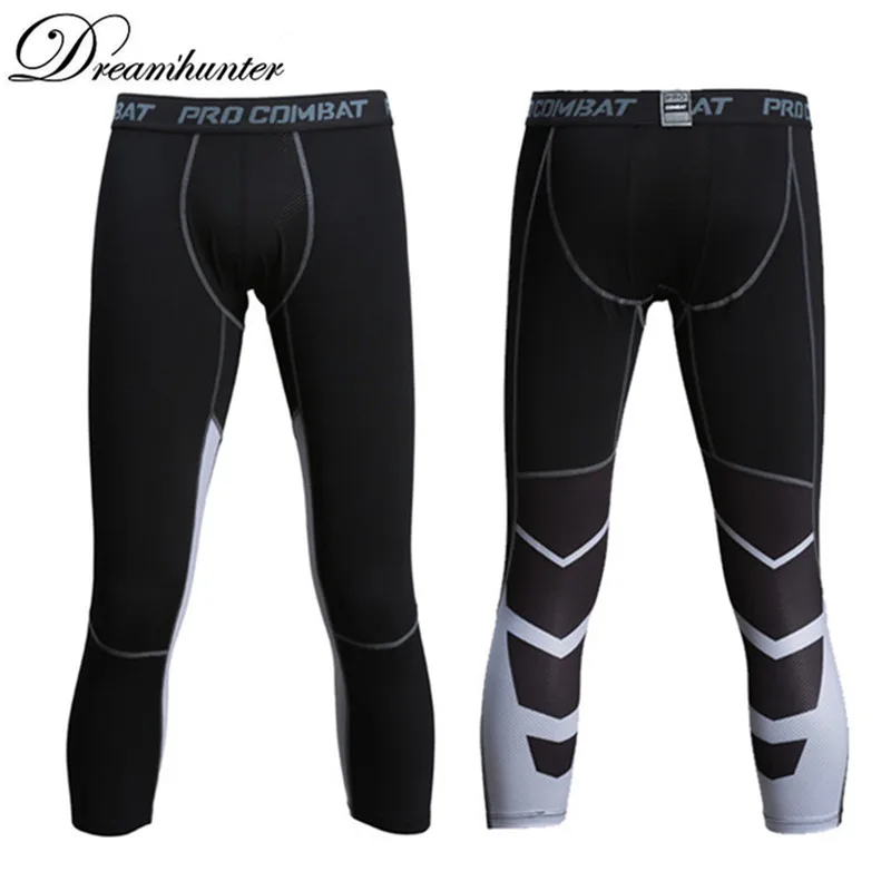 

Men's Compression Leggings Fitness Training Pants Elastic Fast Drying Running Tight Pants 3/4 Long Sports Leggings