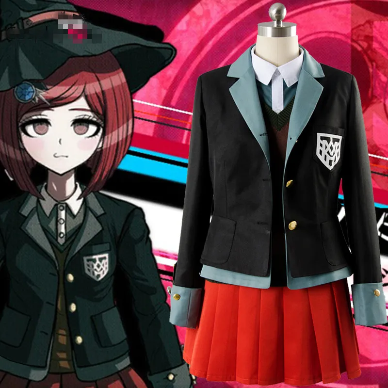 New Anime Danganronpa V3 Magician Yumeno Himiko School Uniform Cosplay Costume coat+vest+shirt+skirt+stockings+hat Free Shipping