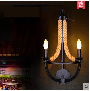 

Free shipping MMDS39 creative Country style elegant hemp cord wall lamp