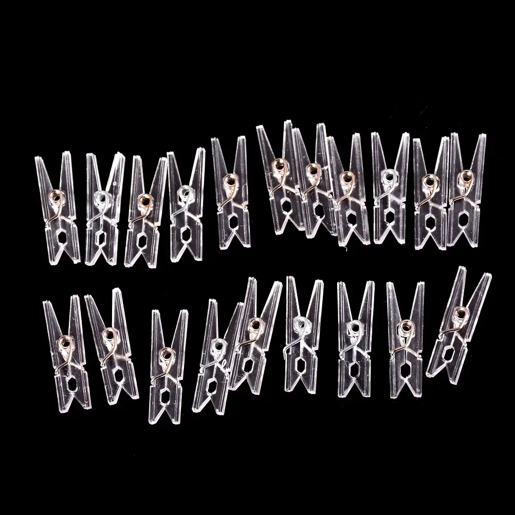 

20PCS 25mm Mini Spring Clear Transparent Clips Clothes Photo Paper Peg Pin Clothespin Craft Clips Party Home Decoration