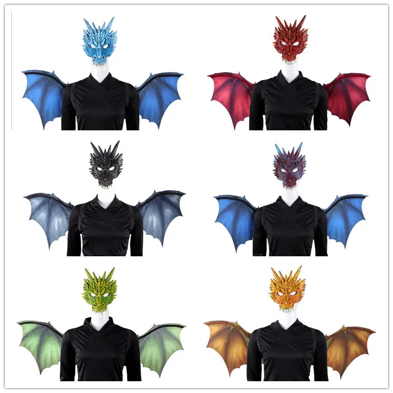 

New Adult Game of Thrones Dragon Cosplay Costume Dinosaur Set Wing and Masks Christmas Gift Party Props