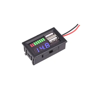 

Multifunctional 12V LED Lead Acid Battery Capacity Indicator Voltage Meter Car Power Voltage Displayer Dual USB Charger 5V 2A