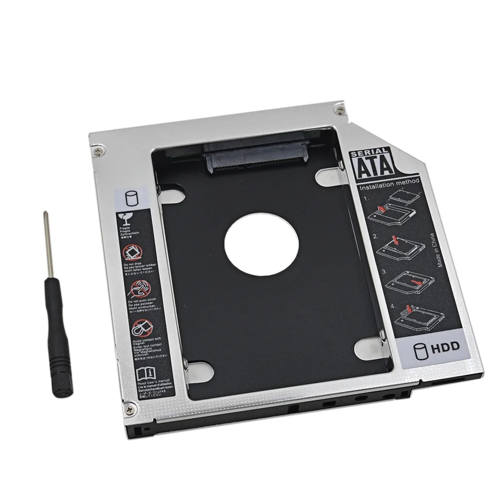 Оригинальный алюминиевый IDE к SATA 2 й HDD Caddy 12 7 мм 5 дюймовый корпус SSD для ноутбука