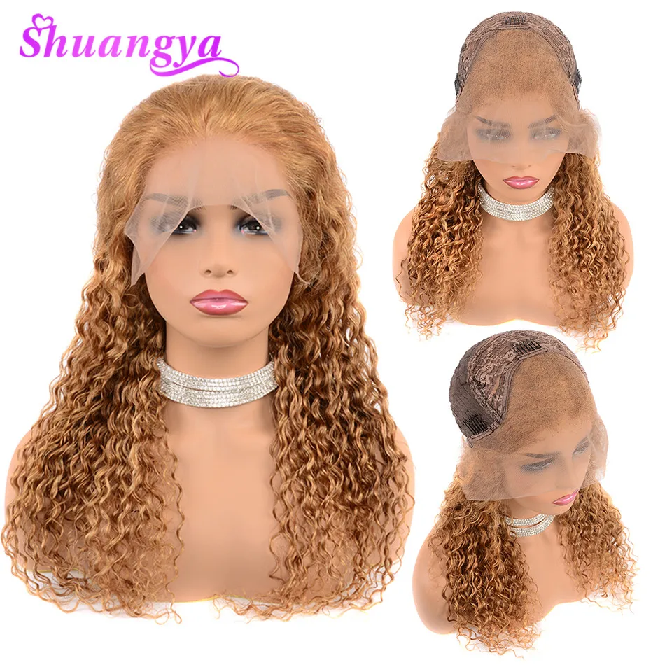 Deep Wave Lace Front Human Hair Wigs With Baby Hair 150% Density Brazilian Human Hair For Black Women Color #27 Wig Remy Hair
