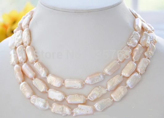 

HOT 0014584 50" 22mm pink biwa dens Freshwater pearl necklace