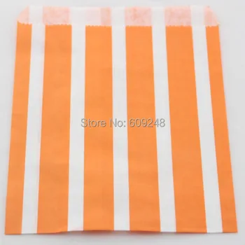 

100pcs Mixed Colors Favor Buffet Paper Treat Candy Bags Orange Vertical Striped,Halloween Party Decor,Cheap Wholesale Bulk