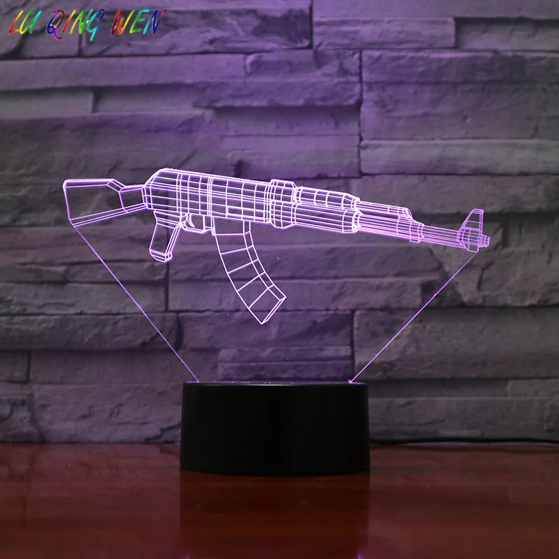 

Assault Rifle AK 47 Led Night Light Fortnited Enfant Color Changing Atmosphere 3d Night Lamp AKM Rifle Gun Battle Royale Weapon