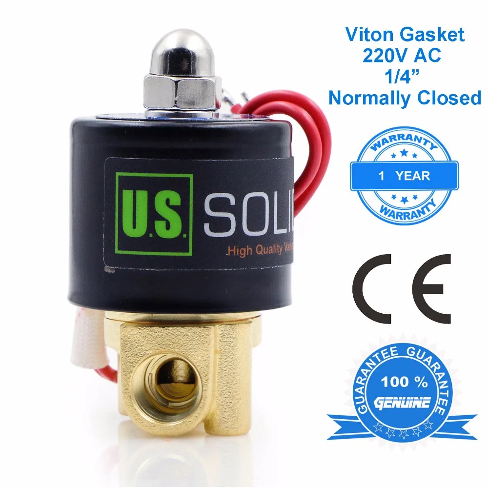 1/4" латунь Электромагнитный клапан, G, нормально закрытый, 220 В AC