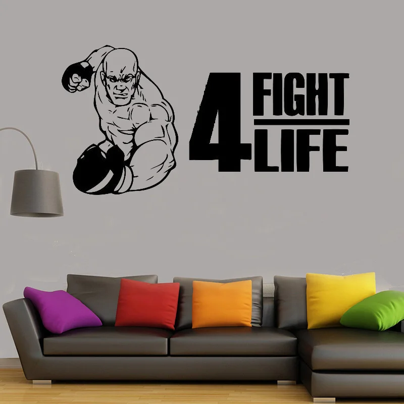 

Boxer Never Give up Wall decal Waterproof Removeable Vinyl Sticker Boxing gloves Sport fight Competition Room decoration G964