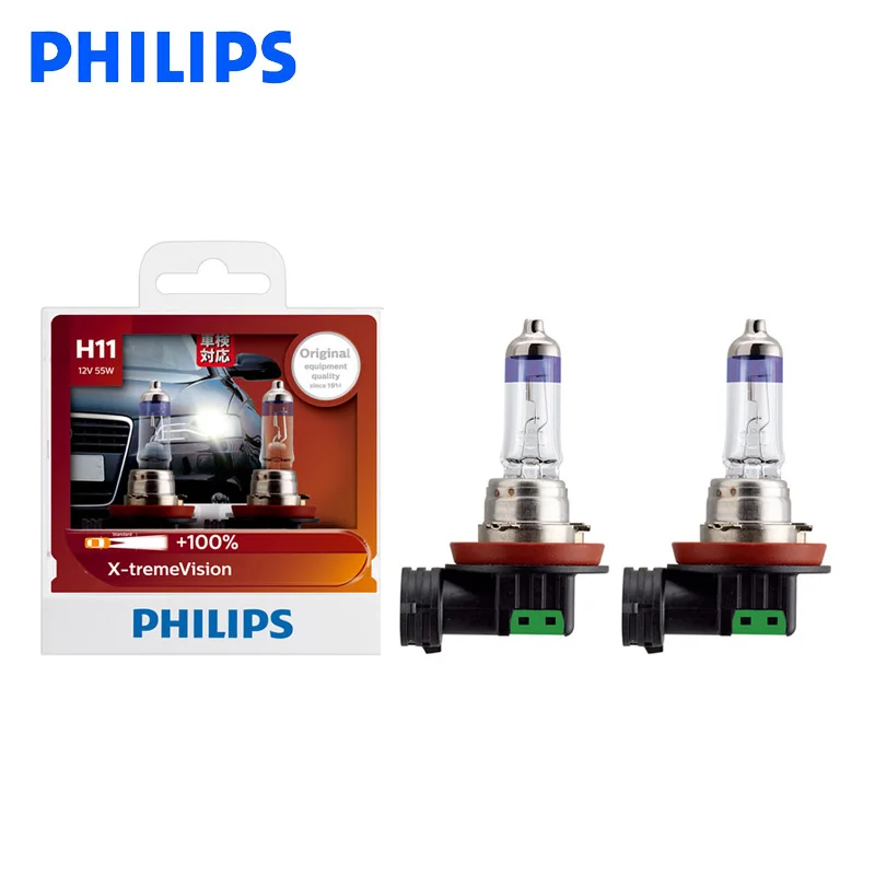 Philips H11 12 В 55 Вт PGJ19-2 X-treme Vision Автомобильные фары яркие Галогенные Противотуманные лампы ECE одобрить больше видения 12362XV S2, пара