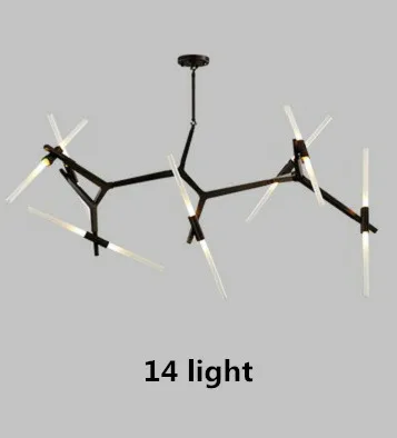 14 light Современная вращающаяся металлическая ветка, светодиодная люстра G9 для гостиной, подвесная люстра, светодиодное освещение для помещений - Цвет абажура: 14 light