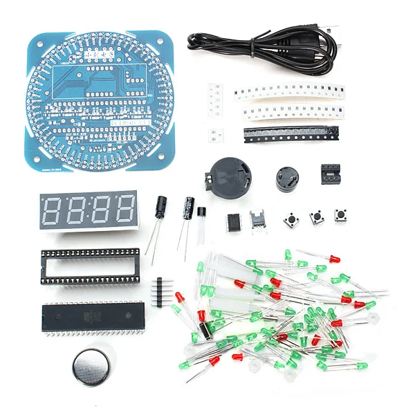 

Free Shipping DIY DS1302 Rotation LED Electronic Clock Kit 51 SCM Learning Board timer diy parts kit