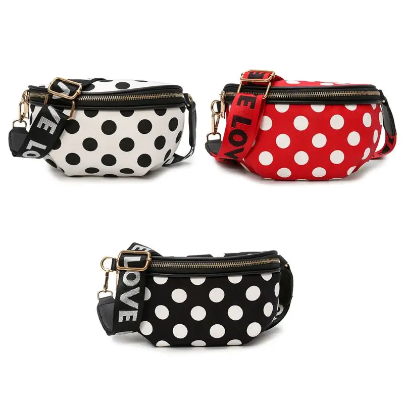 

Fashion Dots Waist Crossbody Belt Fanny Pack Phone Pouch Women PU Leather Belt Zipper Chest Bag Purse